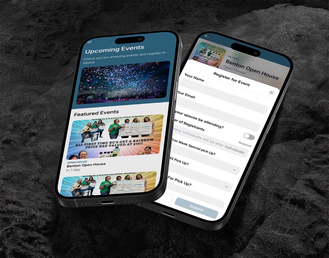Event registration app on two phones